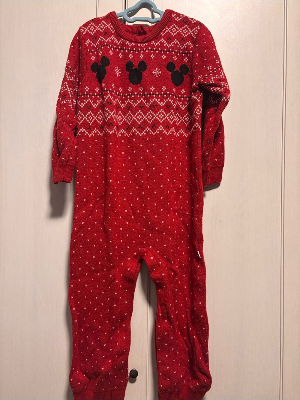 Little Sleepies Red Mickey Mouse Holiday Footed One-Piece